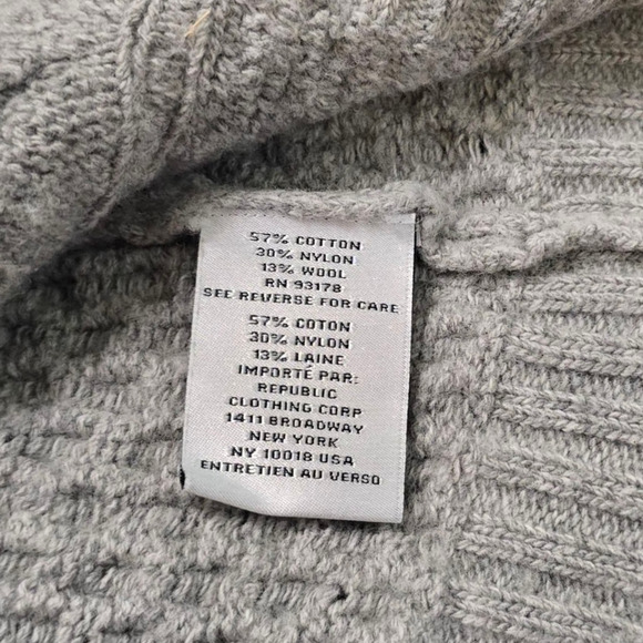 Jason Wu Wool Blend Collared V Neck Crop Sweater Gray Medium Chunky Cable Knit - Picture 5 of 7